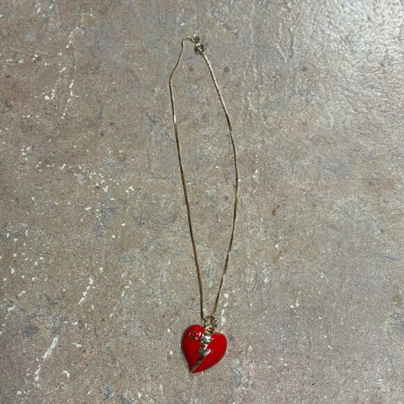 Authentic Gucci Red Heart Zipper Charm & Box Unbranded 16” Gold-Plated Chain - Picture 6 of 11